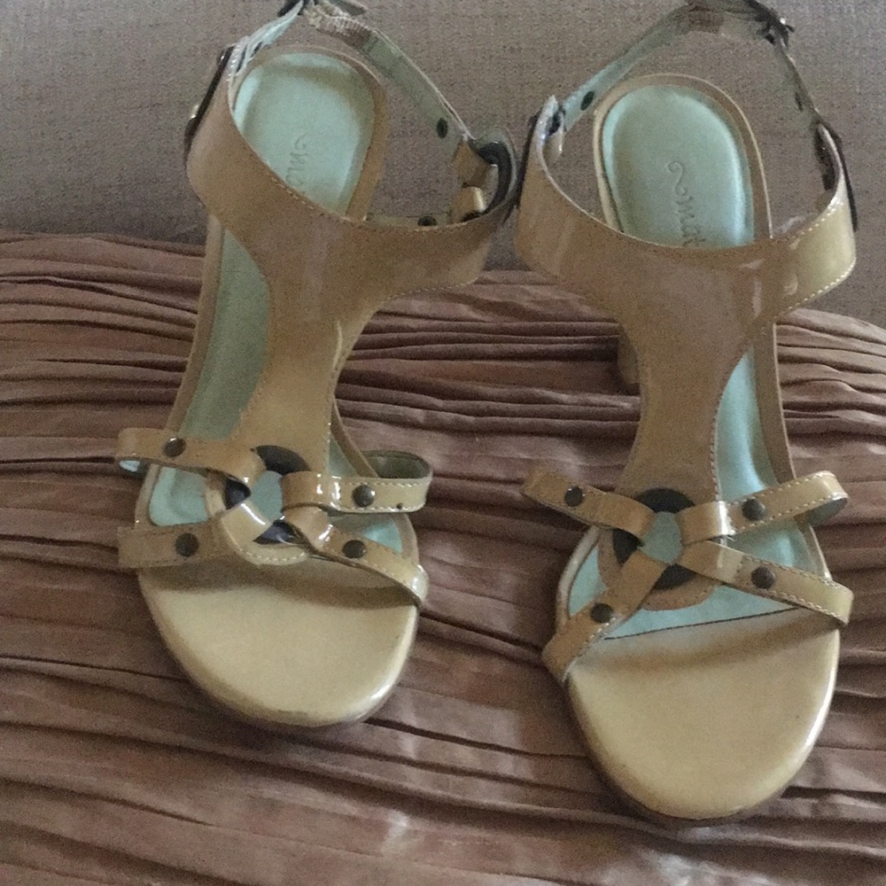 T Strap Patent sandals